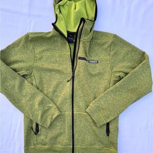 Adidas Terrex Men’s Full Zip Hoodie Jacket Green Outdoor Hiking Fleece Small